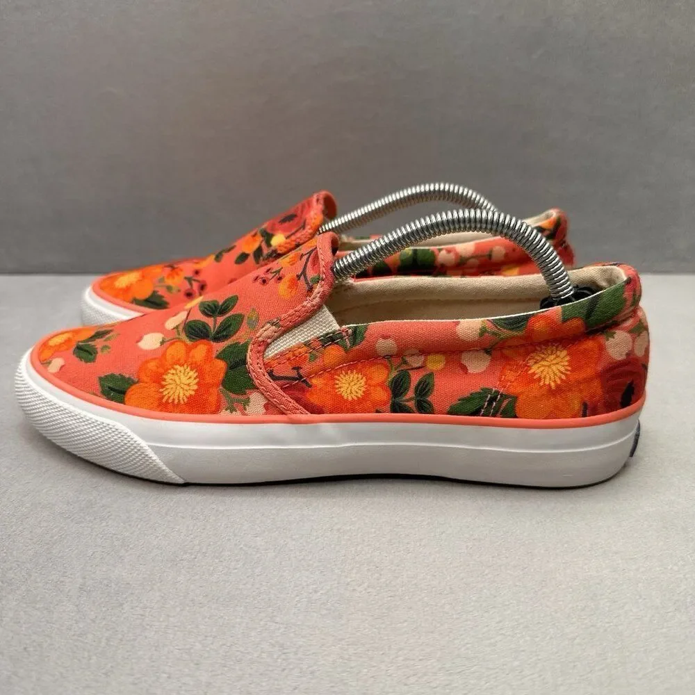 Womens Size 7 Keds x Rifle Paper‎ Co Anchor Shoes Floral Pink Floral Slip-On
